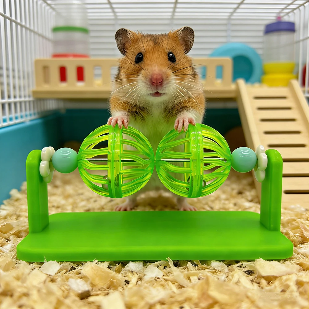 1PC Brinquedo para Hamster: Bola Giratória com Sino para Hamster Sírio e Anão, Alívio do Tédio, Brincadeira Interativa, Enriquecimento da Gaiola, Acessório para Escalada