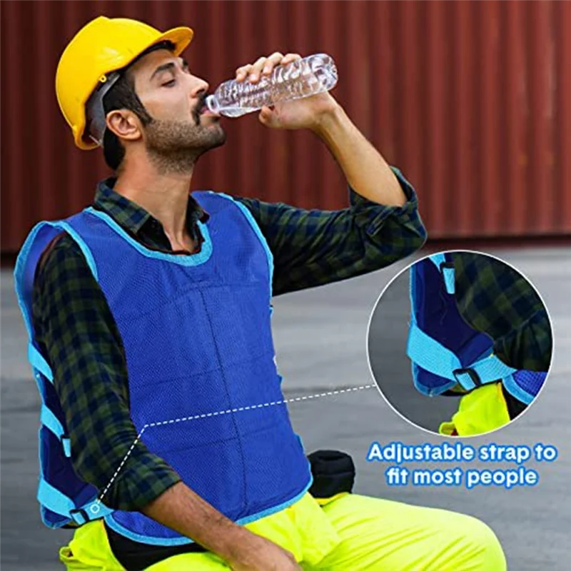 

AT29-2 Pcs Cooling Vest With 48 Pcs Ice Pack Adjustable Ice Vest For Men Women Hot Weather Working Running Fishing Cycling