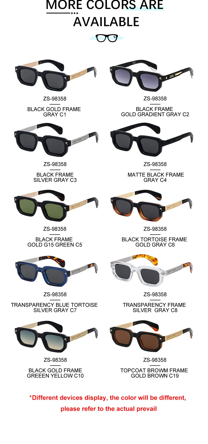 Vintage Polarisierte Quadratische Punk Sonnenbrille Männer 2026 Luxus Marke Klassische Fahren Rechteck Sonnenbrille Angeln Brillen Outdoor – Detail 13