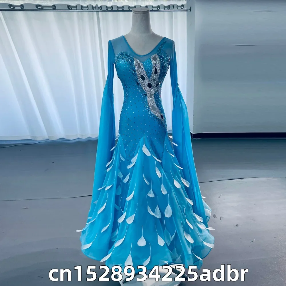 New Ballroom Dance Dress for Women Competition Standard Modern Dance Clothes Long Sleeve Waltz Costumes High-end Customization