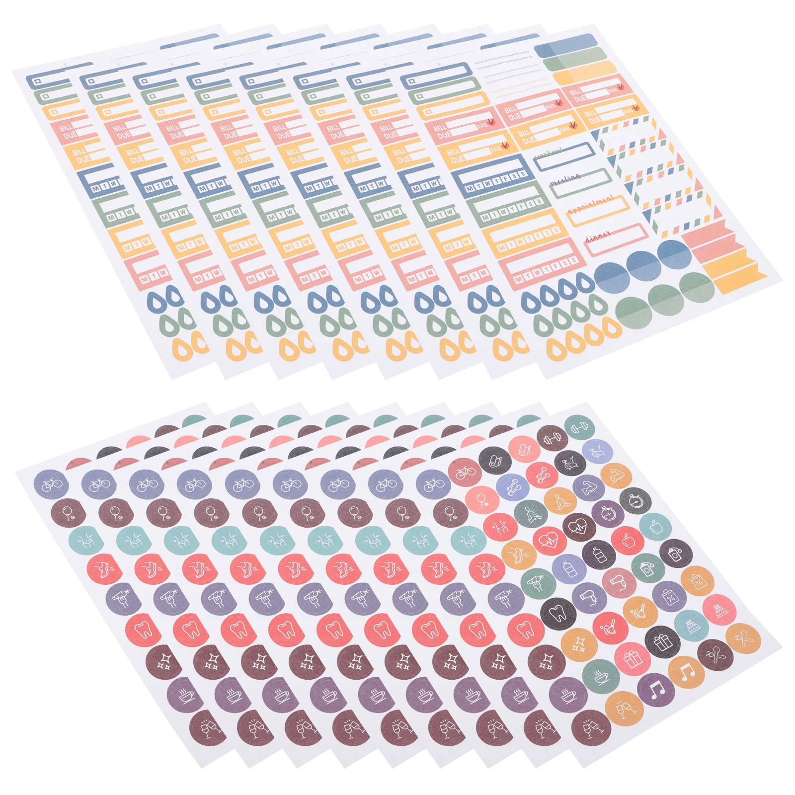 

16 Sheets Planner Stickers Vintage Characters Adhesive DIY Journal Stickers Fitness Workout Scrapbook Decals Diary Scrapbooking