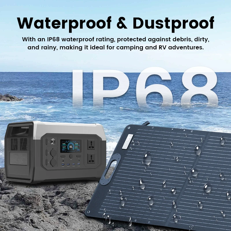 1800w Portable Power Station with 200w Solar Panel 220V Pure Sinve Wave Lifepo4 Battery UPS Function портативная электростанция