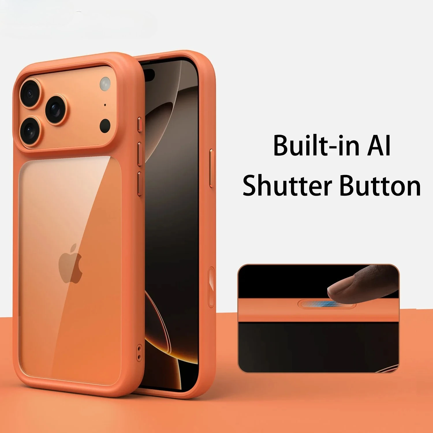 Luxury Orange Matte Transparent Phone Case For iPhone 17 Pro Max 17Pro 17 Metal Buttons Skin Feel Sh