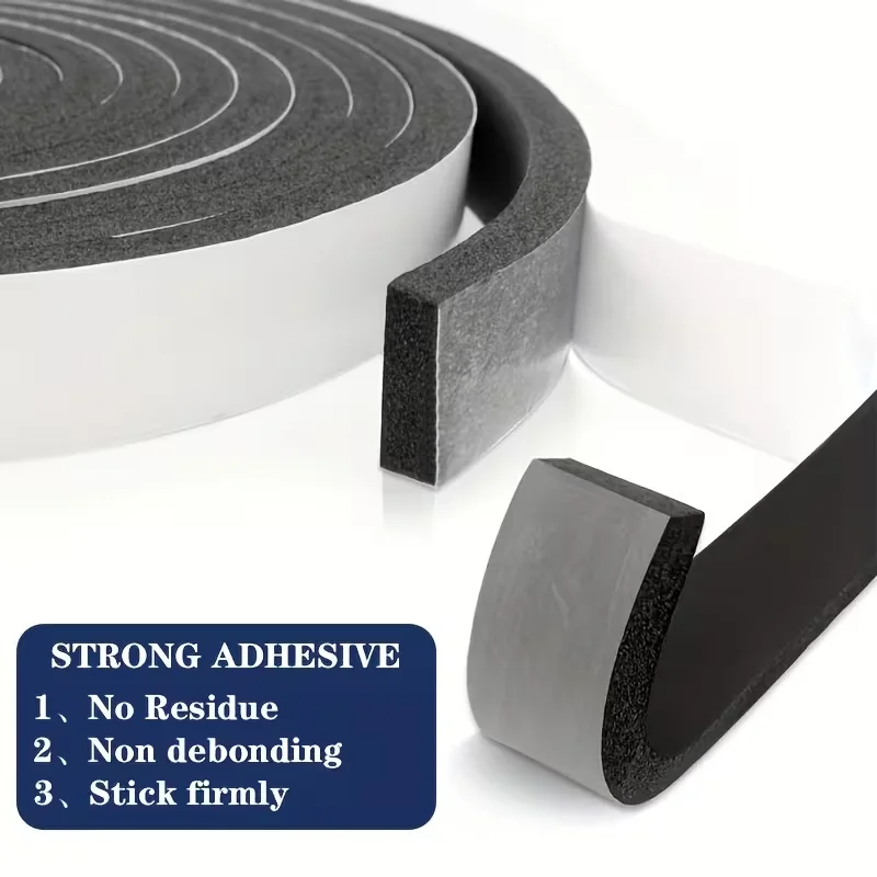 2M PU Sponge Foam Seal Strip Tape Adhesive Anti Collision Soundproof Weather Stripping for Doors Windows Furniture Protection