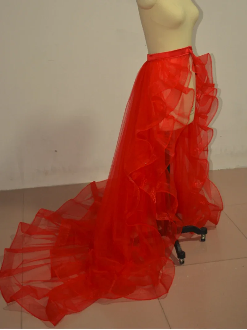 red 3 layer tulle detachable skirt Detachable Train wedding skirt tulle skirt bridal accessories custom size