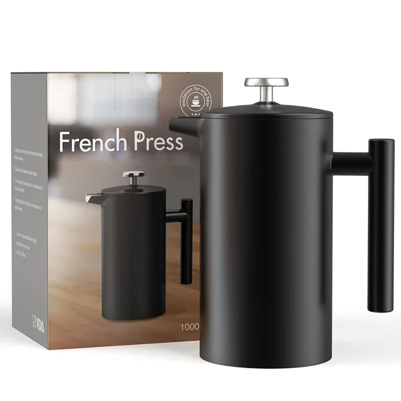 Kingze Coffee Tea Sets 350ml 600ml 800ml French Press Black Stainless Steel French Press Coffee Maker