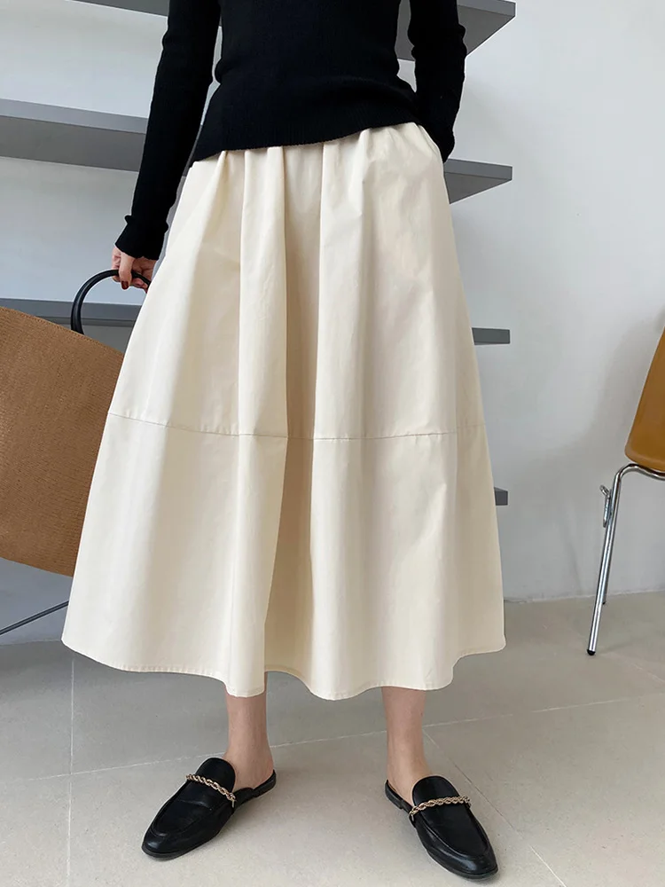 

ENjoyce Spring Fall Women Vintage Big Umbrella Fluffy Skirt Korean Fashion High Waist Skirts Loose Large Swing Hem Workdress