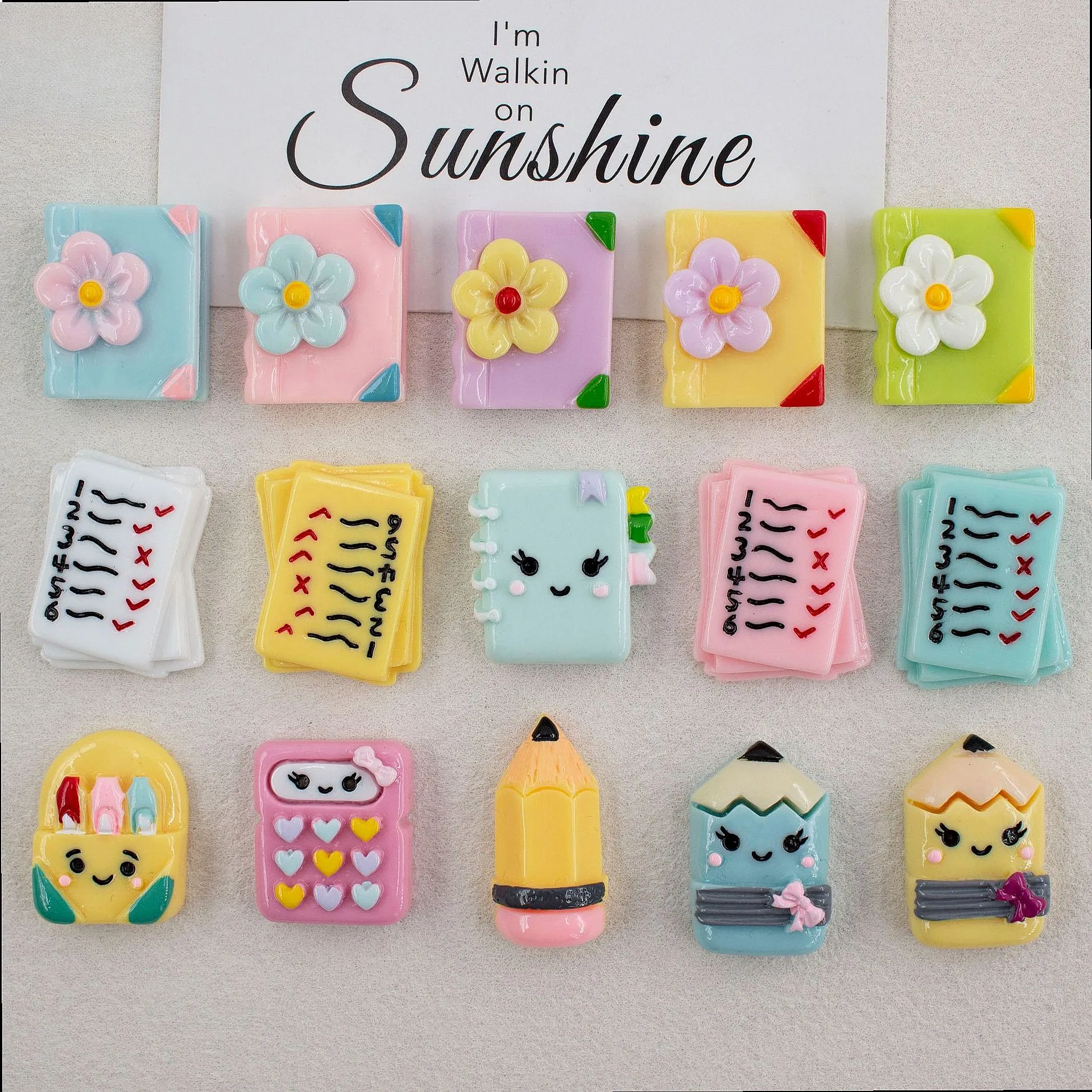 100pcs Cute Mini Pen Notebook Resin Cabochon DIY Phone Case Hairpin Keychain Earring Scrapbook Decor