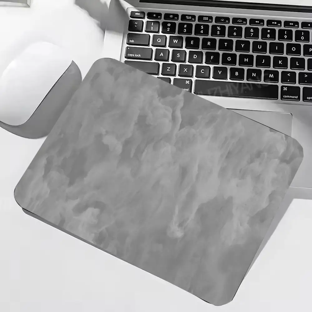 Small Rectangle Mouse Pad Light Grey Smoke Fluid Marble Abstract Texture Print Non Slip Rubber Base Minimal Decor 22*18/25*29CM