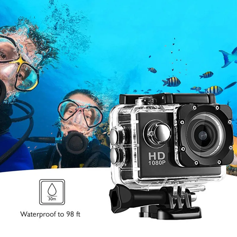 กล้องกล้อง Action Camera ขนาดเล็กยุค4K Wi-Fi ความละเอียดสูงมากหน้าจอ2.0นิ้ว30เมตรกันน้ำได้กล้องบันทึกใต้น้ำกล้องกล้อง Action Camera