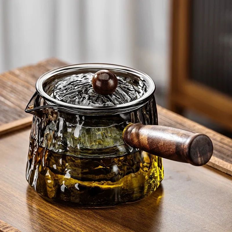 Стеклянный чайник с боковой деревянной ручкой, основание с подогревом, подогреватель чая, посуда для приготовления чая, чайник, кунг-фу, чайная посуда, заварочный чайник, чайники