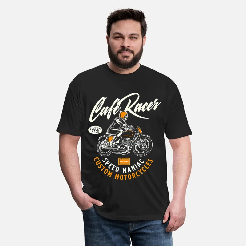 

Vintage Speed Maniac Retro Cafe Racer Gift T-Shirt for Racing bikers 100% cotton printed Motorcycle Graphic clothes All size Top