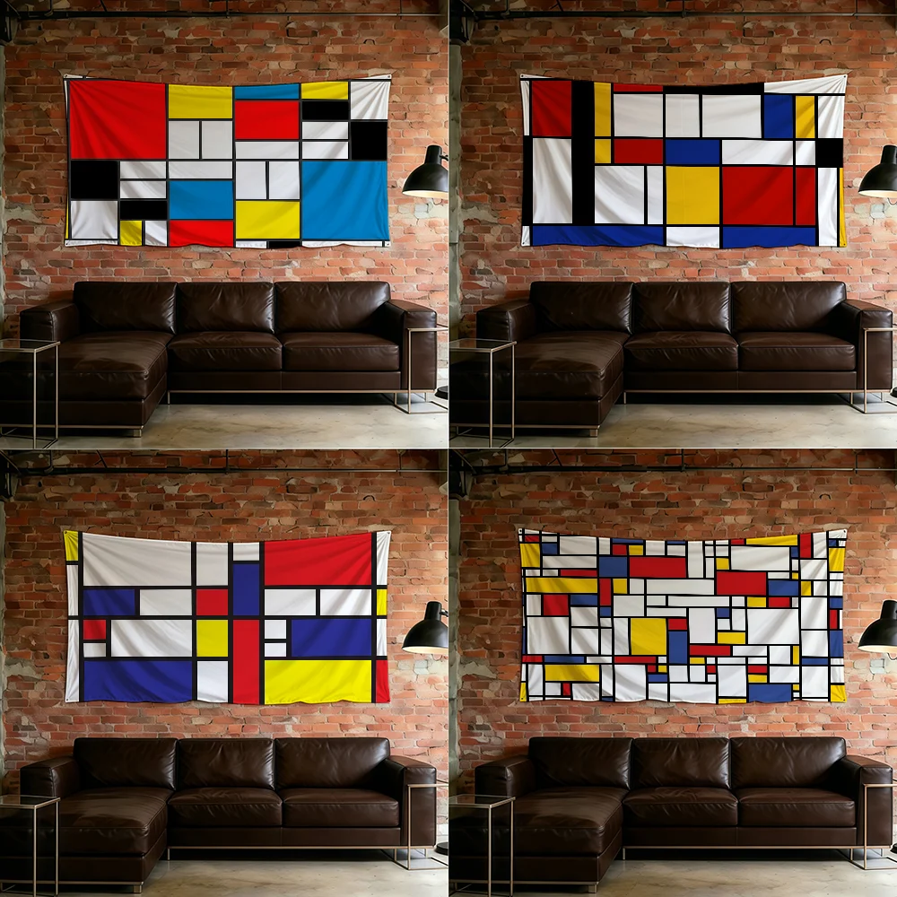 Art Fashion M-Mondrian-ES flag For Room Dorm Camping Picnic Art Style Garage Bar wall Decoration Banner