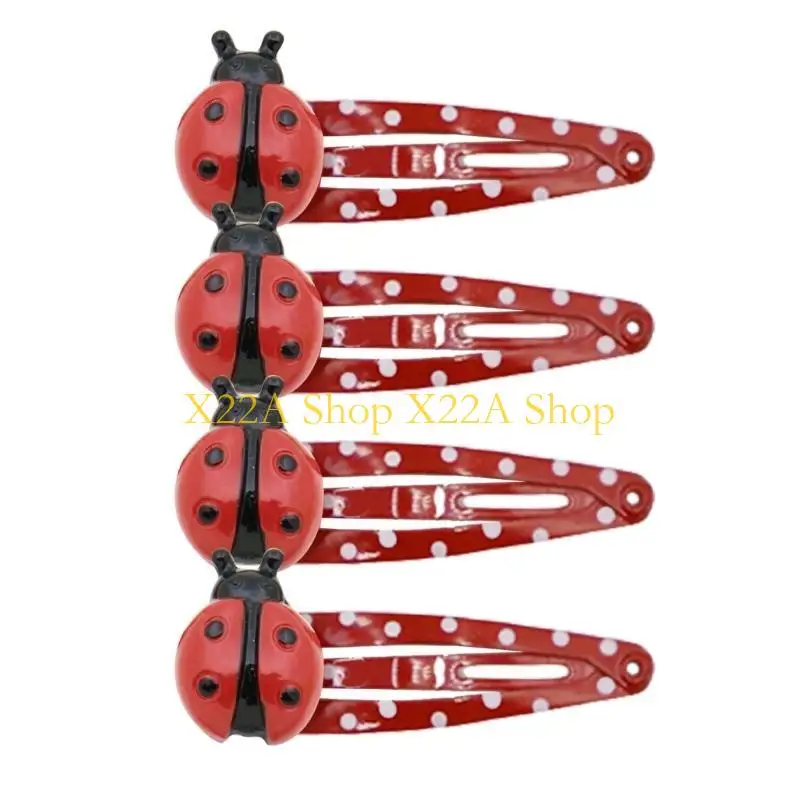 Unique Funny Ladybugs Hairpin 4PCS for Female Bright Color Animal Hair Clip Barrettes Side Hair Clip Women Kids Girl Hair Clip