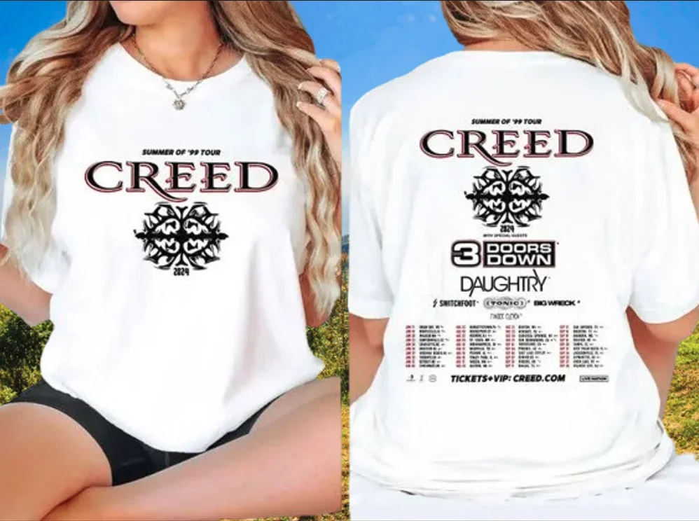 Creed Band 2024 Tour Summer of '99 Tour T-Shirt Cotton Unisex Fans Gift