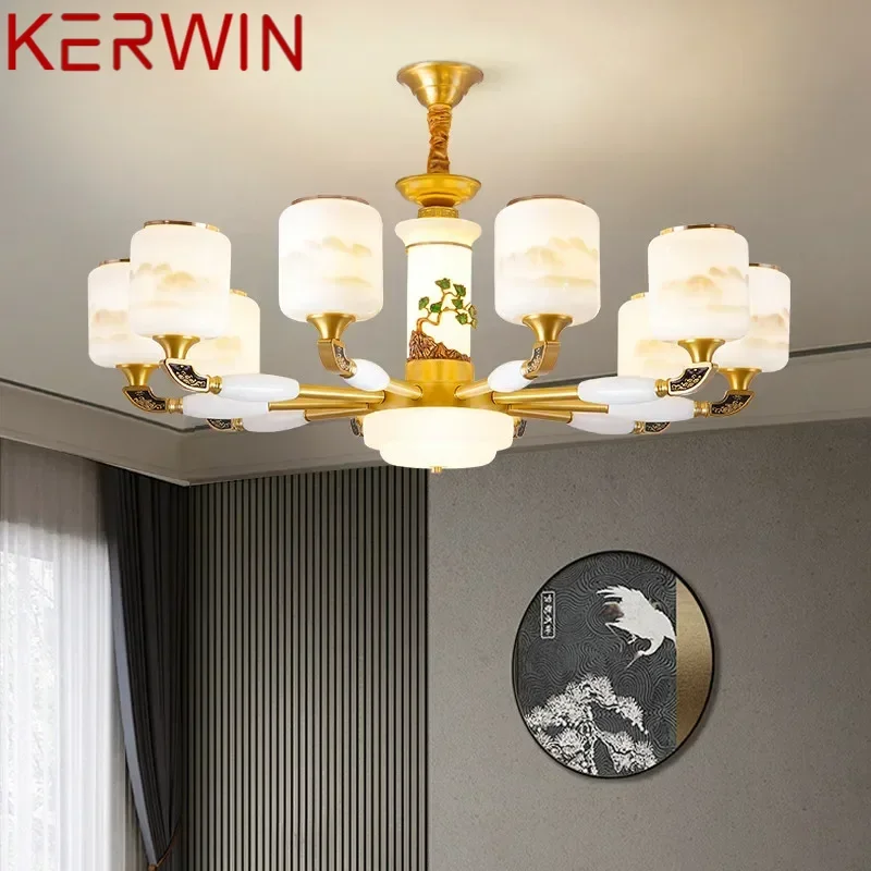 KERWIN Contemporary Luxury Brass Pendent Lamp  Chinese style Living Room Dining Room Bedroom Villa Hotel Sample Room Chandelier