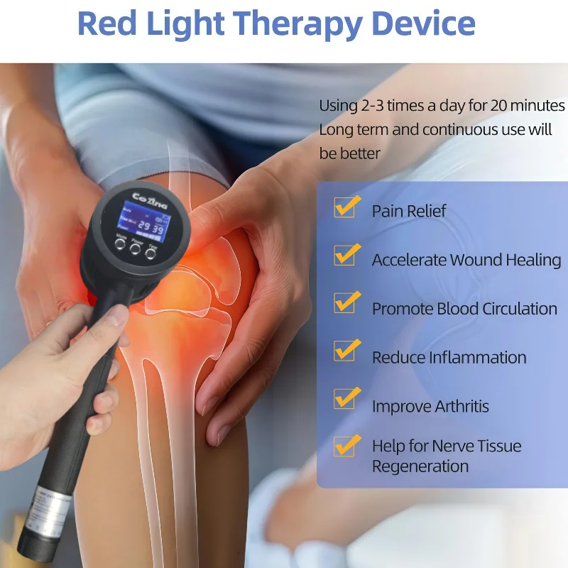 5W 1295MW Cold Red Light Laser Therapy Machine, Deep Tissue Home Device for Back Pain Wound Healing Leg Bruising Sports Injury