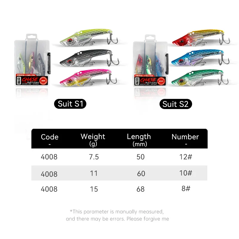 Kingdom 3pcs VIB Fishing Lures 7.5g 11g 15g Wobblers Fishing Tackle Lure Vibration Bait Full Depth Artificial Accessories Bait