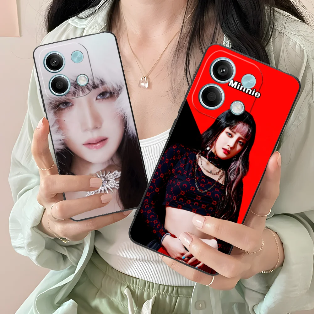 KPOP idle Minnie Phone Case for Xiaomi Redmi Note 13 12 11 10 9 8 7 6 S A Pro Lite Plus 5G Black Cover Cellphones Smartphone