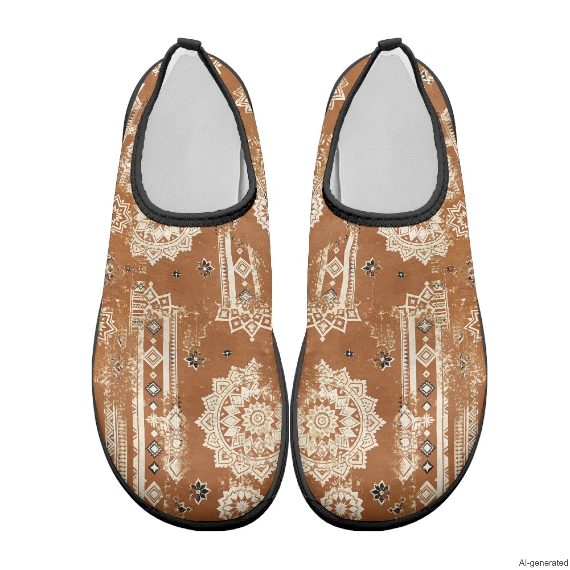 XIXIRIMIDO Aztec Style Casual Non Slip Work Shoes Sneakers for Men Wide Toe Box Barefoot Zero Drop Sneakers Nurse Indoor Shoes