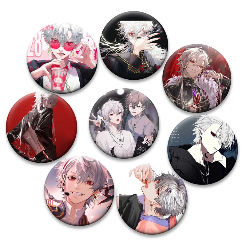 

Round Anime Brooches 32/44/50/58mm Pins Fashion Jewelry Accessories Kuzuha NIjisanji Cartoon Badge for Backpack Decoration Gifts