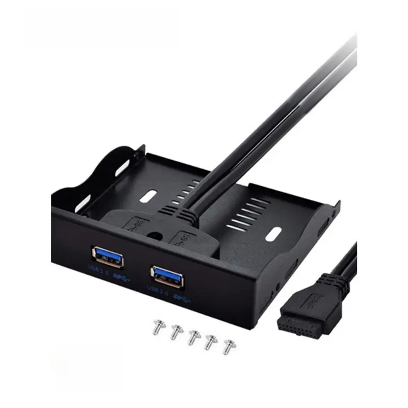 

Stylish-USB 3.0 Expansion Cable Adapter 19-Pin Front Panel To 2-Port USB 3.0 Metal Bracket 3.5-Inch USB Hub For PC Desktop