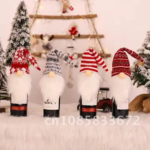 

Christmas Merry Skirt Dress Bottle Wine Cover New Year 2022 Decorations Christmas Home for Decor 2021 Gifts Navidad Xmas