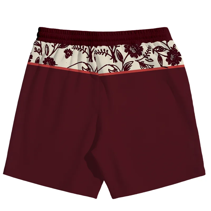 Retro Gentle Artistic Flower and Bird 3D Printing Simple Casual Sports Breathable Training Men and Women Daily Shorts