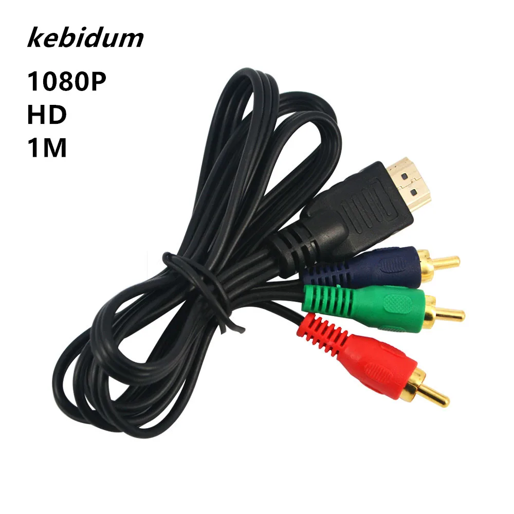 KBT New 1080p HDMI--compatible Male To 3 RCA Cable Video Audio HDMI-compatible HDTV VGA 3 AV Cord Converter Adapter For HDTV