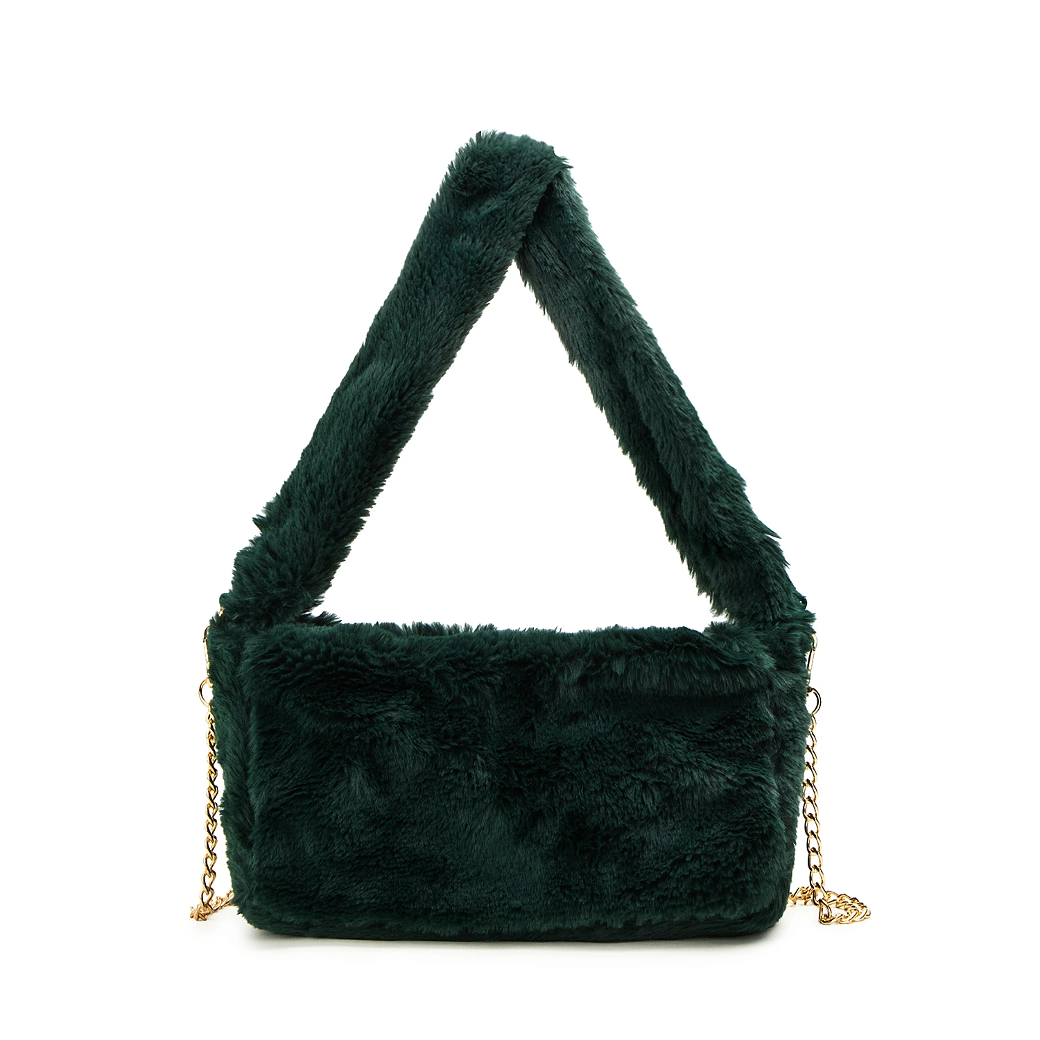 FW23 Women's New Designer Fluffy Tote Bag Furry Chain Crossbody Bag Faux Fur Ladies Girl Solid Color Handbag Chic Casual Purse