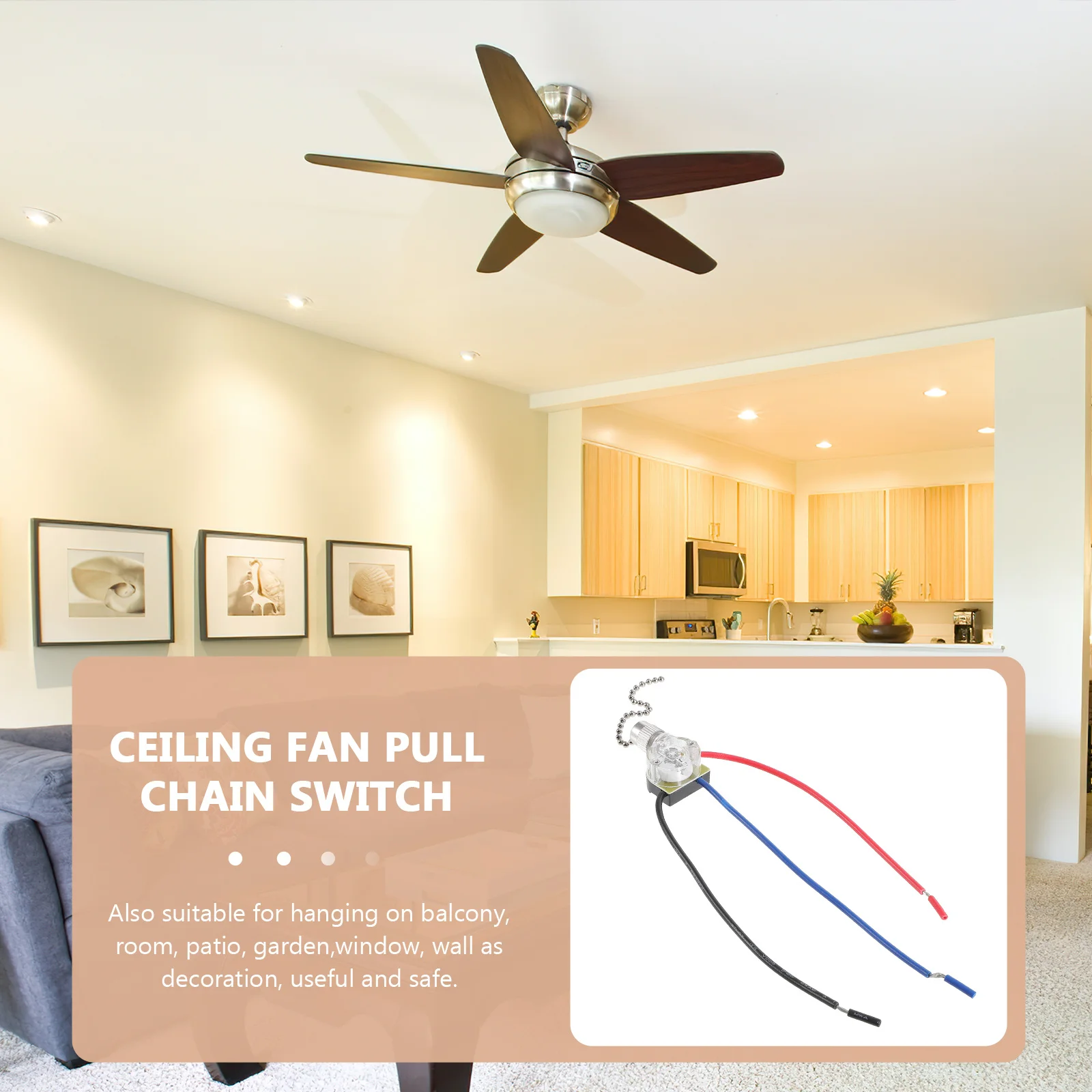 

2pcs 3 Home Hotel Wall With For Fans Chains Lamp 3 Wire Ceiling Fan Pull Ceiling Fan Pull Chain Chain