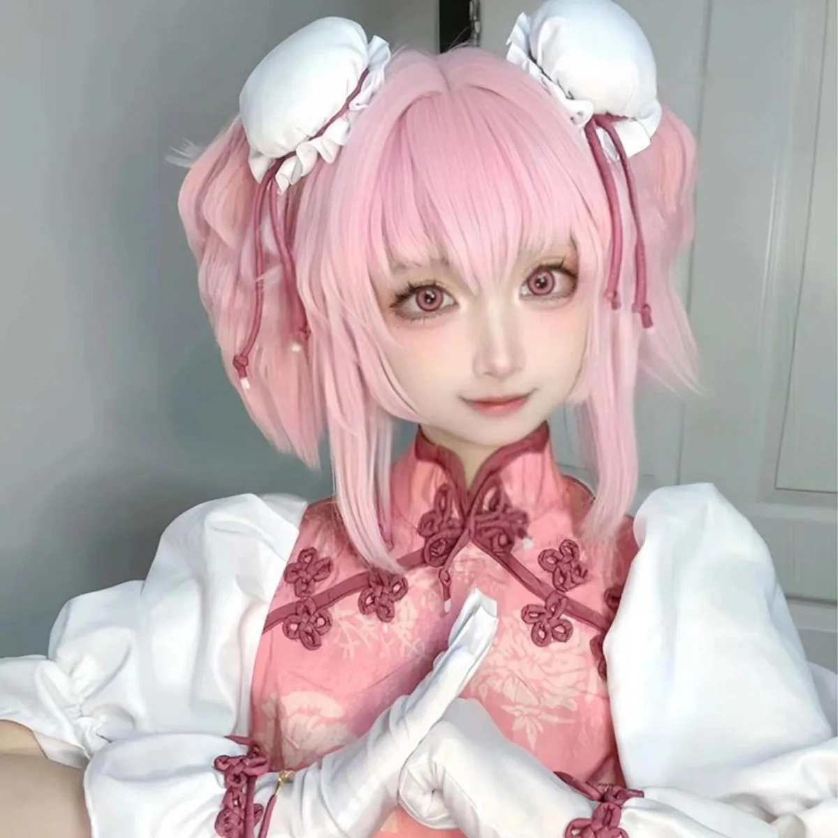 النمط الصيني بوب شعر مستعار تأثيري لمدوكا كانام |   شعر وردي مستقيم قصير خفيف الوزن للصيف، إعادة تصميم فتاة سحرية