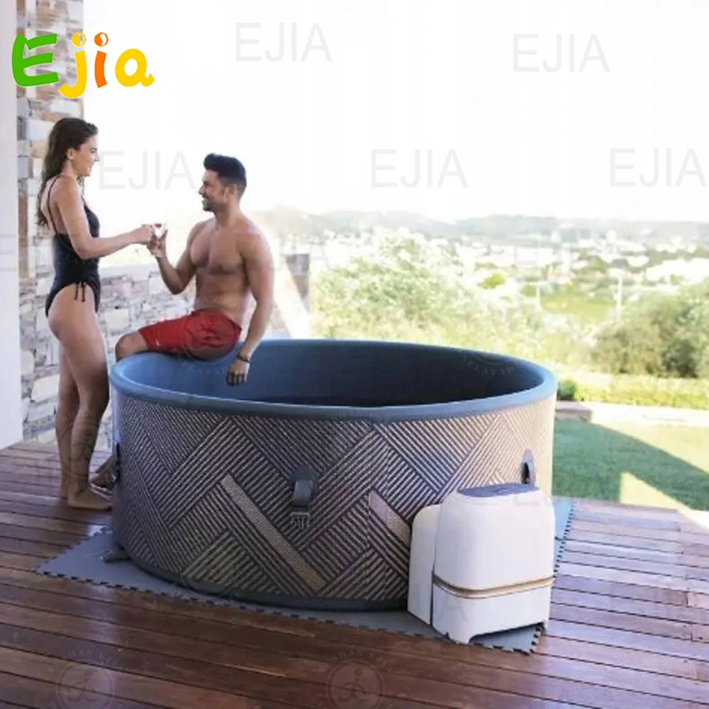 Ao ar livre indoor banho de gelo frio mergulho portátil gelo mergulho spa piscina inflável banheira de banho quente com capa para adultos 2-8 pessoas