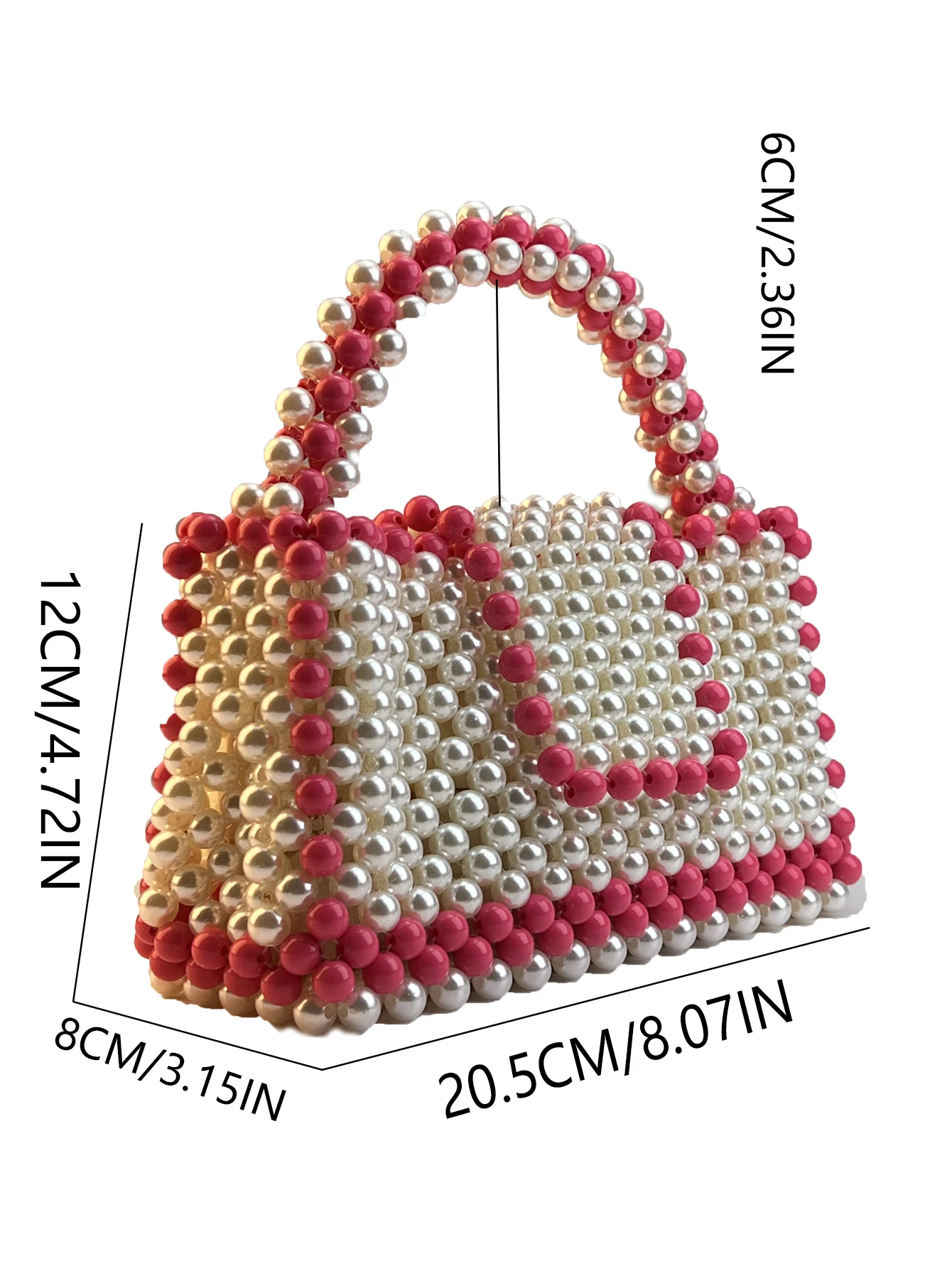 Elegant Handcrafted Beaded Imitation Pearl Handbag High-End Acrylic Color Block Fashionable European Style Tote Bag