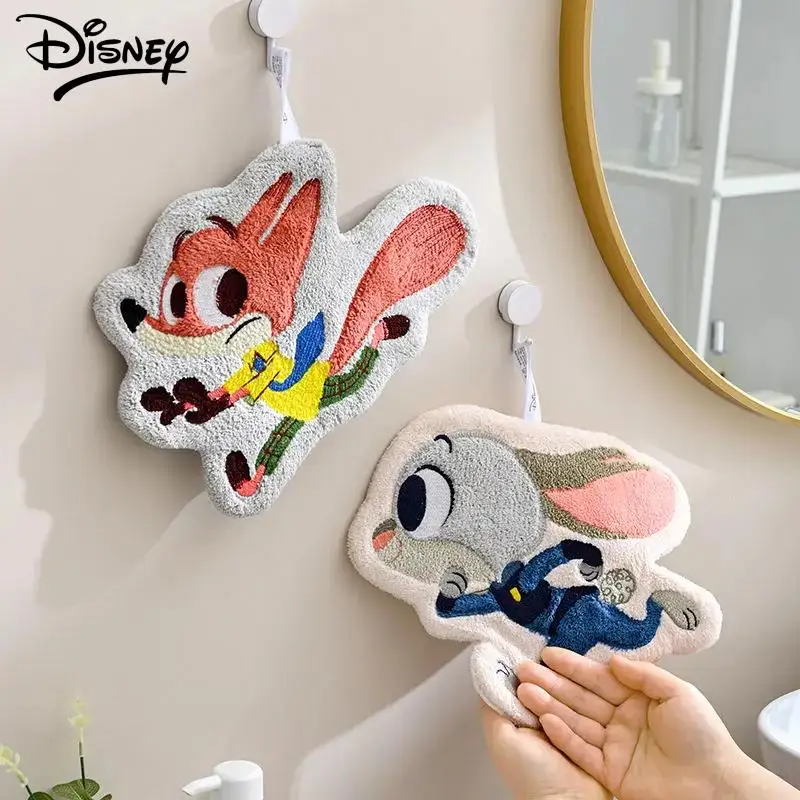 Zootropolis Judy Nick Hand Towel Kawaii Disney Cute Anime Toys Coral Velvet Absorbent Quick Drying Hanging Towel Home Products