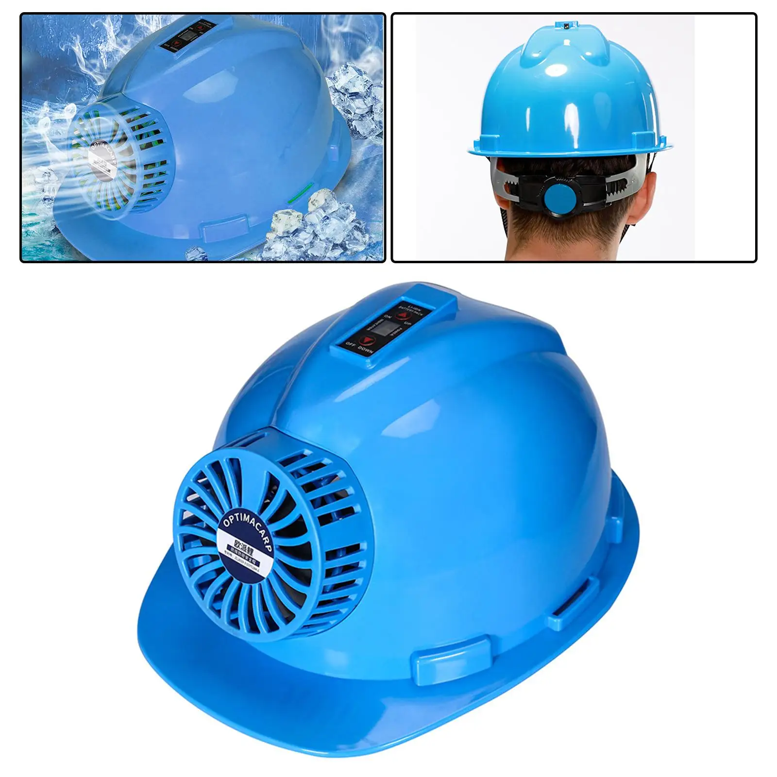 Sombrero duro con ventilador grande para sitio de construcción, 4 velocidades, ajuste, sombrilla multifuncional, casco de seguridad, ABS, tapa protectora