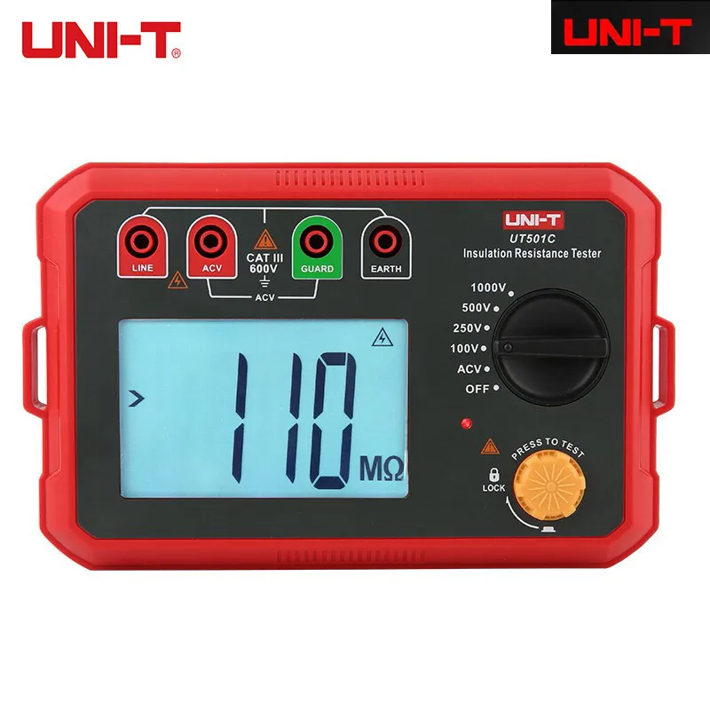 UNI-T Digital Insulation Resistance Tester Megohmmeter Ohm Auto Range Backlight UT501A UT501C UT502A UT502C