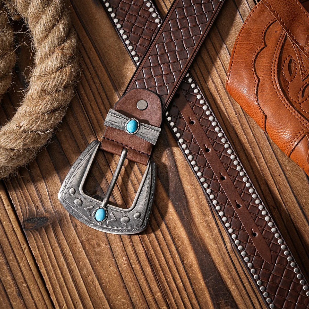 1 piece of Bohemian style belt  PU embossed belt  Men's and women's the same style