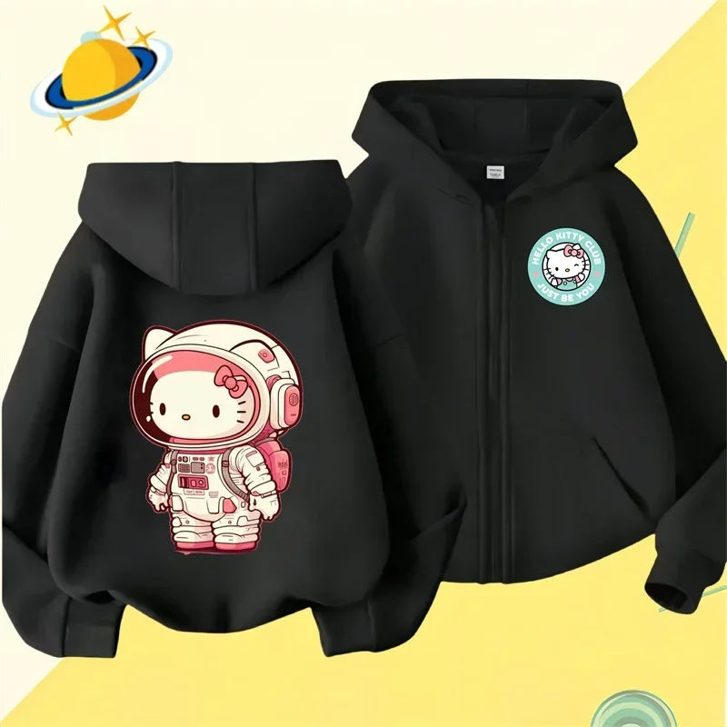 haloktiiy Cat New Pin Zipper Hoodie Girls Sweatshirt Autumn/Winter Long sleeve Harajuku Jumper Disney Pin Casual hoodie top