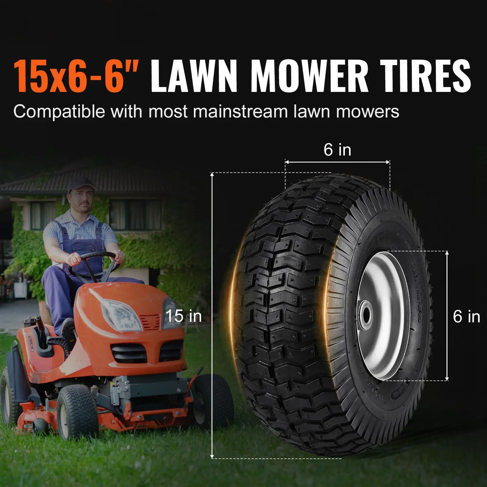 Lawn Mower Tires, 15x6-6