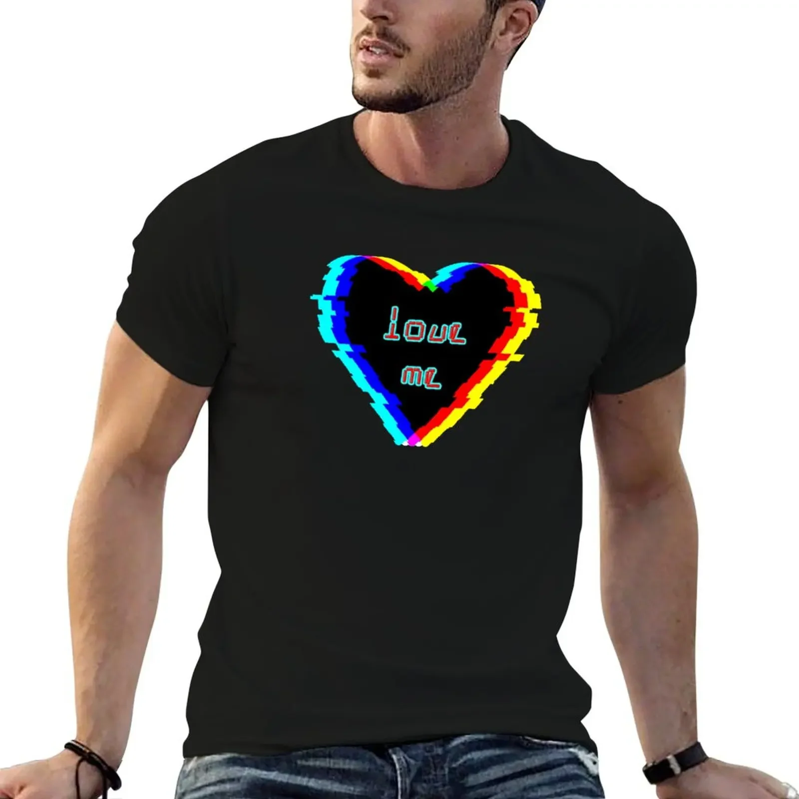 Glitched Love Heart T-Shirt customizeds customs vintage t shirts oversized t shirts for men