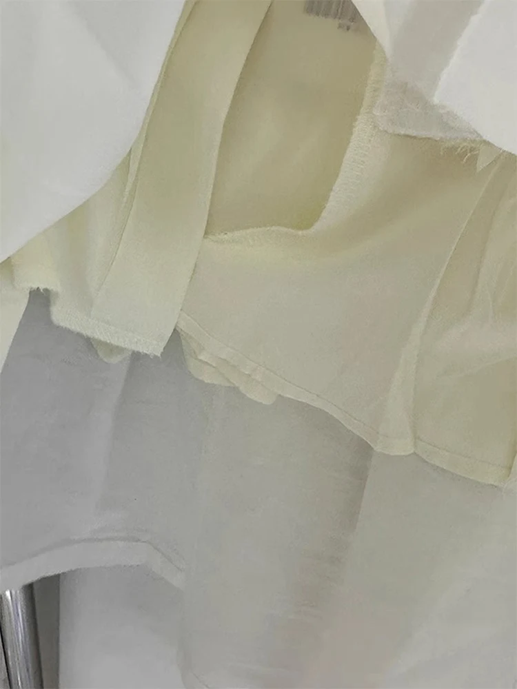 Primavera 2025 falda de cintura alta Vintage blanco plisado f-longitud mujer diseño Faion sensación versátil falda de Color puro