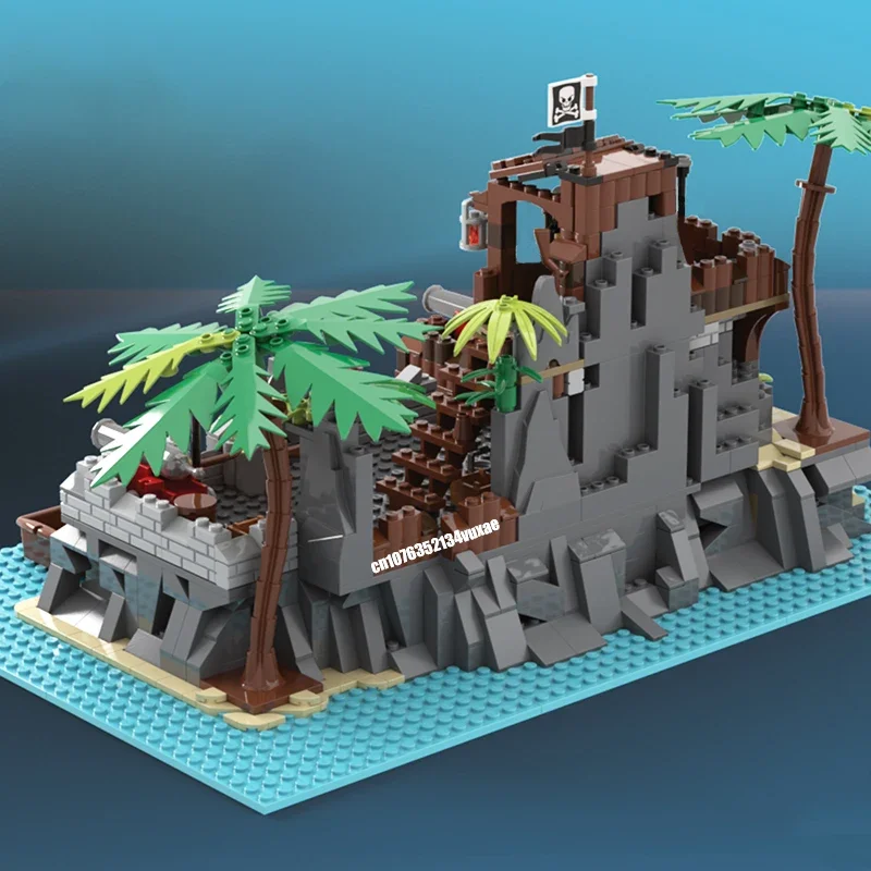 새로운 743PCS 중세 해적 시리즈 MOC 캐리비안 전초지대 모델 DIY 창의적 아이디어 크리스마스 어린이 장난감 조립 퍼즐 생일 선물