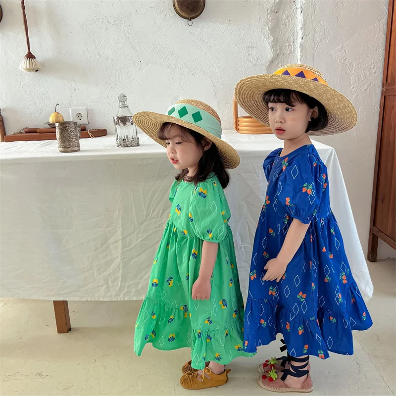 

Girl Dress Party Evening Gown Cotton Skirts 2022 Loose Spring Summer Flower Girl Dress Vestido Robe Fille Home Kids Baby Childre