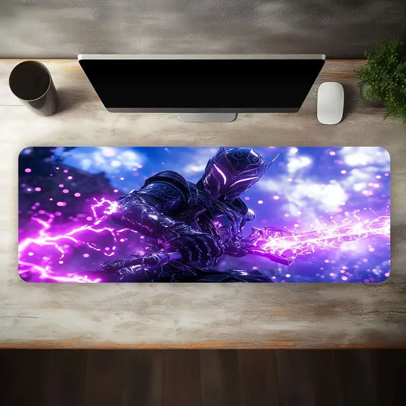 Purple Lightning Large Gaming Mouse Pad Non-Slip Washable Desk Mat Laptop Keyboard Tray Office Computer Decor Oversized Black