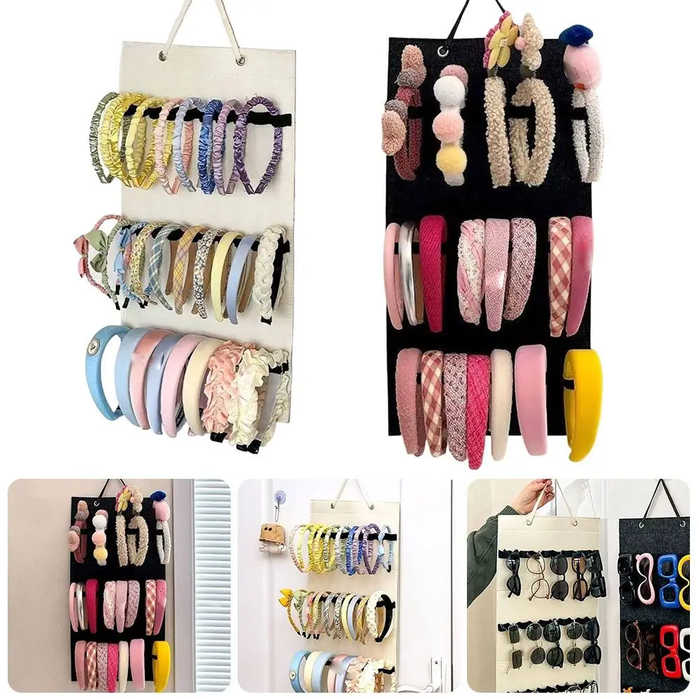 

Felt Sunglasses Storage Hanging Bag Punch-free Multi-layer Eyeglass Glasses Headband Holder Wall Mounted