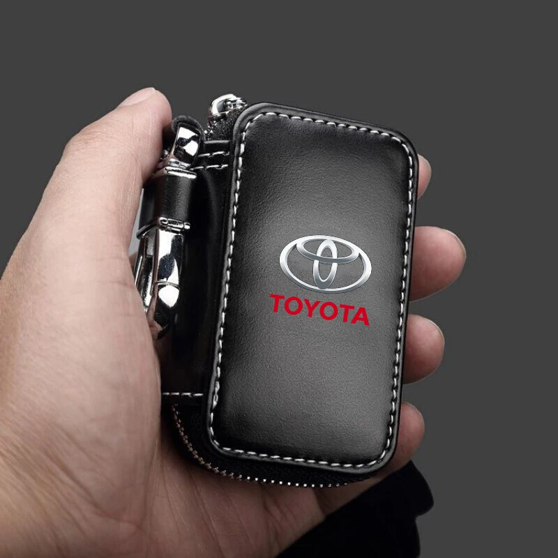 Car Key Protector Bag Leather Key Holder Keyring Wallet Zipper Bag For toyota camry chr corolla rav4 yaris prius Car Accessories