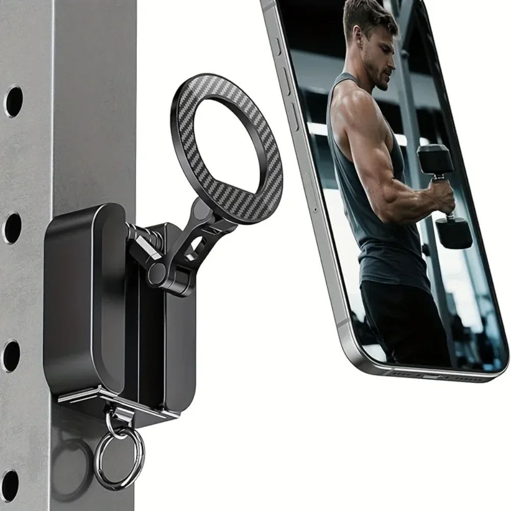 Three-in-One Magnetic Phone Stand for Gym, [20x N52] Strong Magnets Attached to Metal Surfaces, Portable Phone Stand