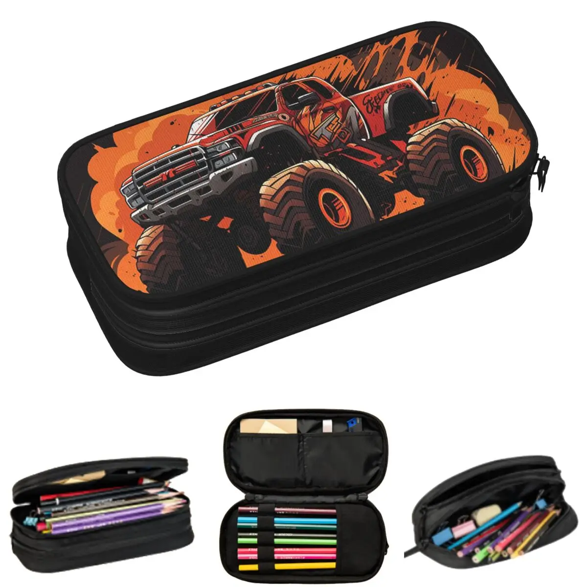

Пеналы с принтом внедорожников Cool Flame для студентов, школьные пеналы-коробки, пеналы-косметички большой вместимости