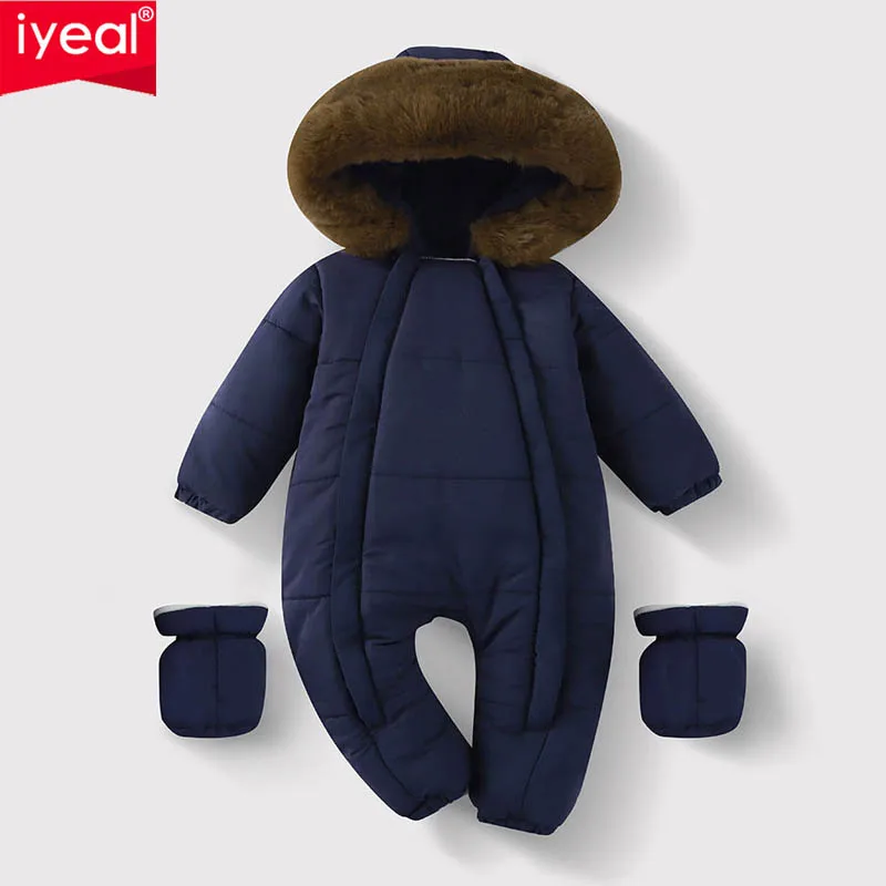 

IYEAL Newborn Winter Warm Fleece Bunting Infant Snowsuit Toddler Girl Boy Snow Wear Outwear Coats Baby Clothes With Hooded Fur